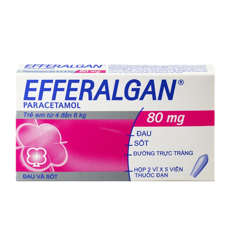 Viên đặt trực tràng Efferalgan 80mg giảm đau, hạ sốt (2 vỉ x 5 viên) - 1
